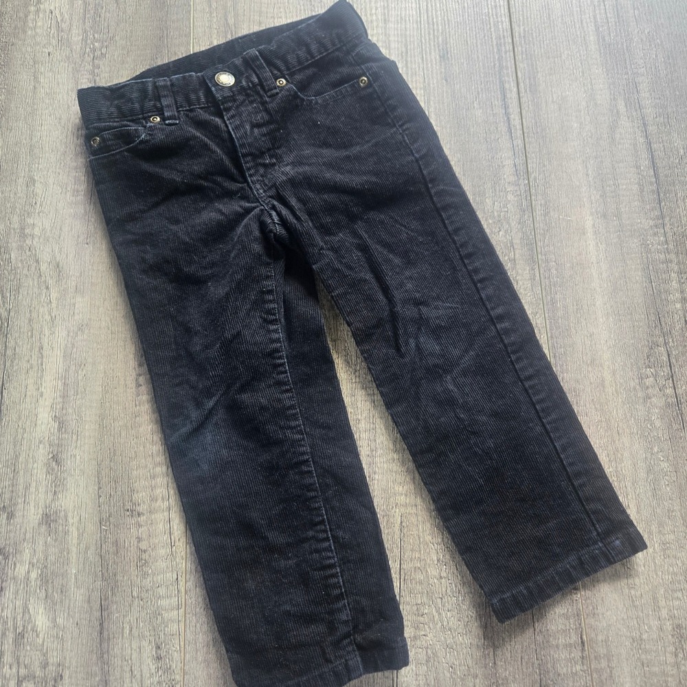Janie and Jack Kids Black Corduroy Pants Size 3 Adjustable Waist Trousers